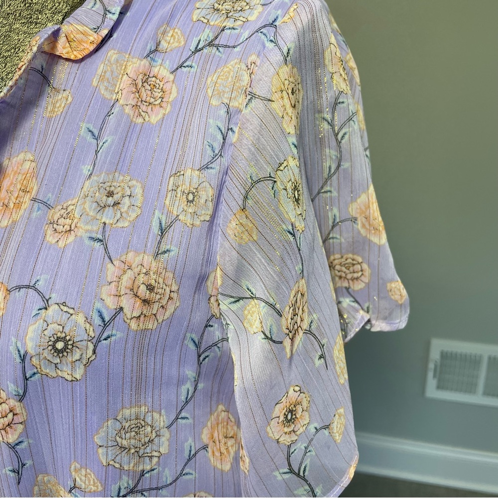XS M L OX 2X LC Lauren Conrad midi floral green pink purple - Picture 9 of 10